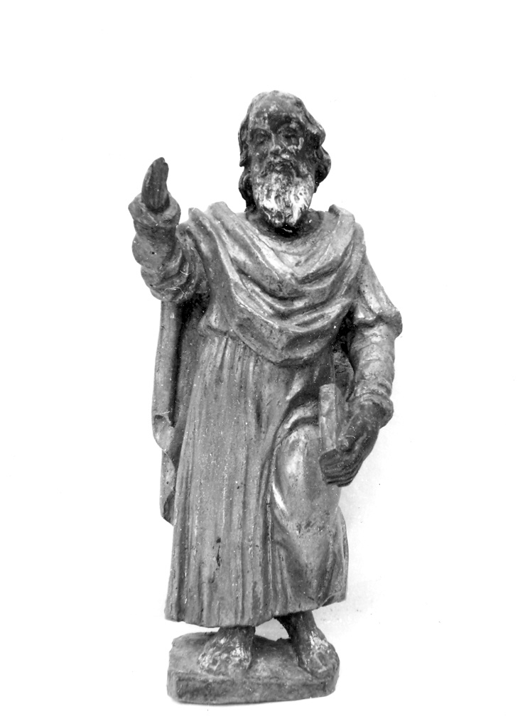 evangelista (statuetta, elemento d'insieme) - bottega di Pennabilli (sec. XVII)