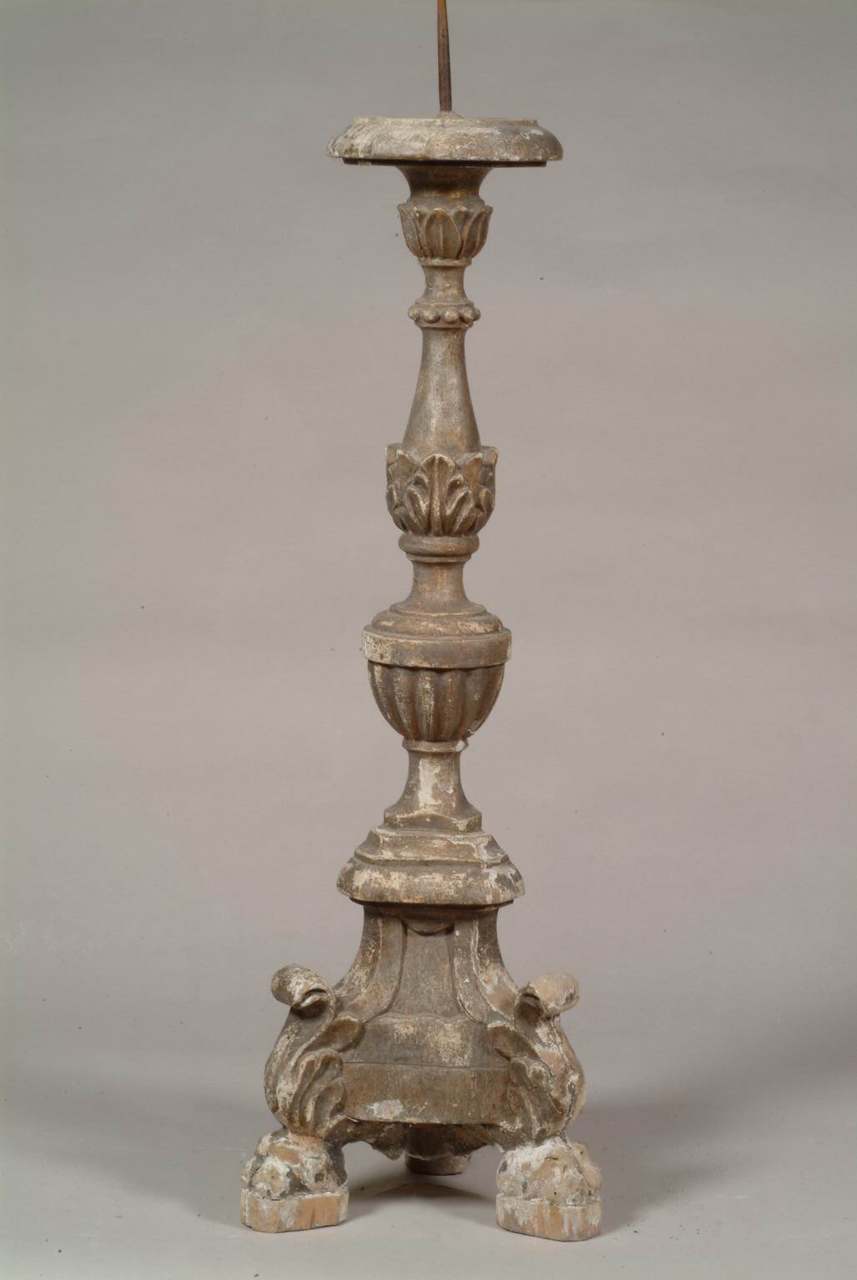 candeliere, elemento d'insieme - bottega marchigiana (sec. XIX)