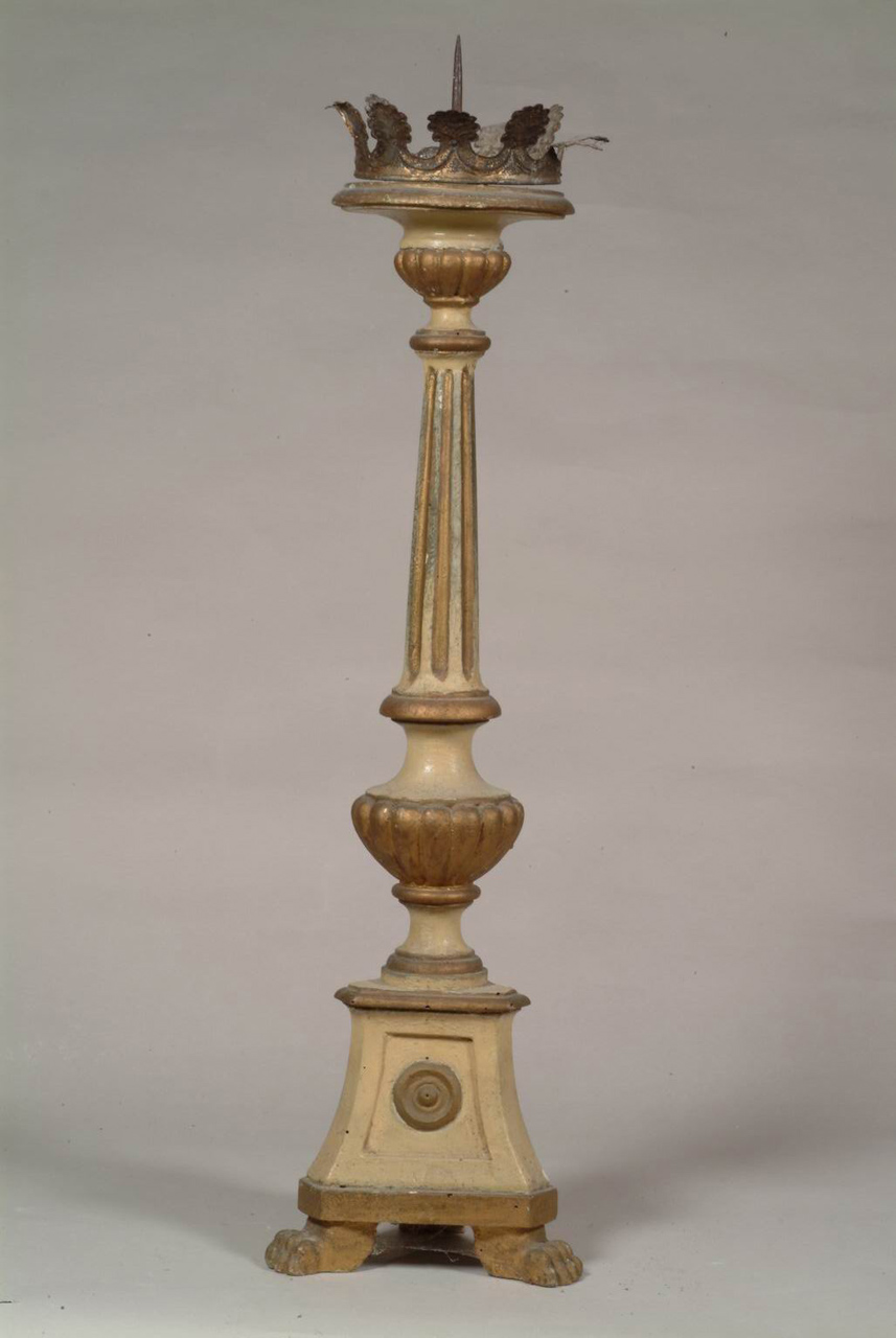 candeliere, elemento d'insieme - bottega marchigiana (seconda metà sec. XIX)