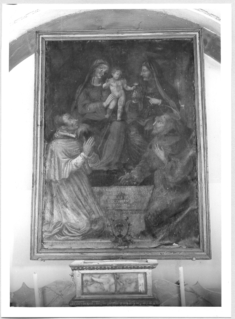 Madonna con Bambino, Sant'Anna, San Carlo Borromeo e San Francesco (dipinto) - ambito marchigiano (sec. XVIII, sec. XIX)