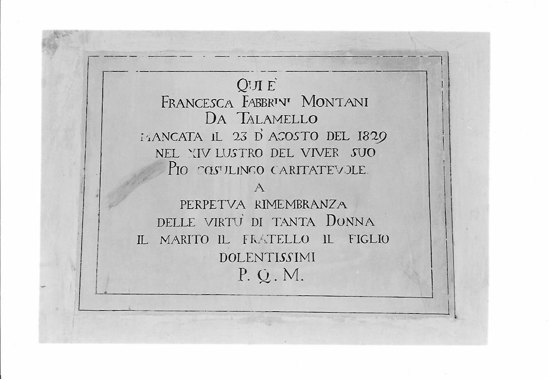 lapide commemorativa - bottega marchigiana (secondo quarto sec. XIX)
