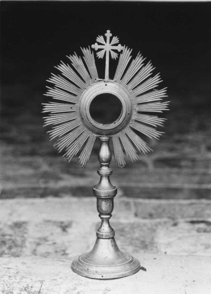 ostensorio - a raggiera - ambito marchigiano-romagnolo (fine/inizio secc. XIX/ XX)