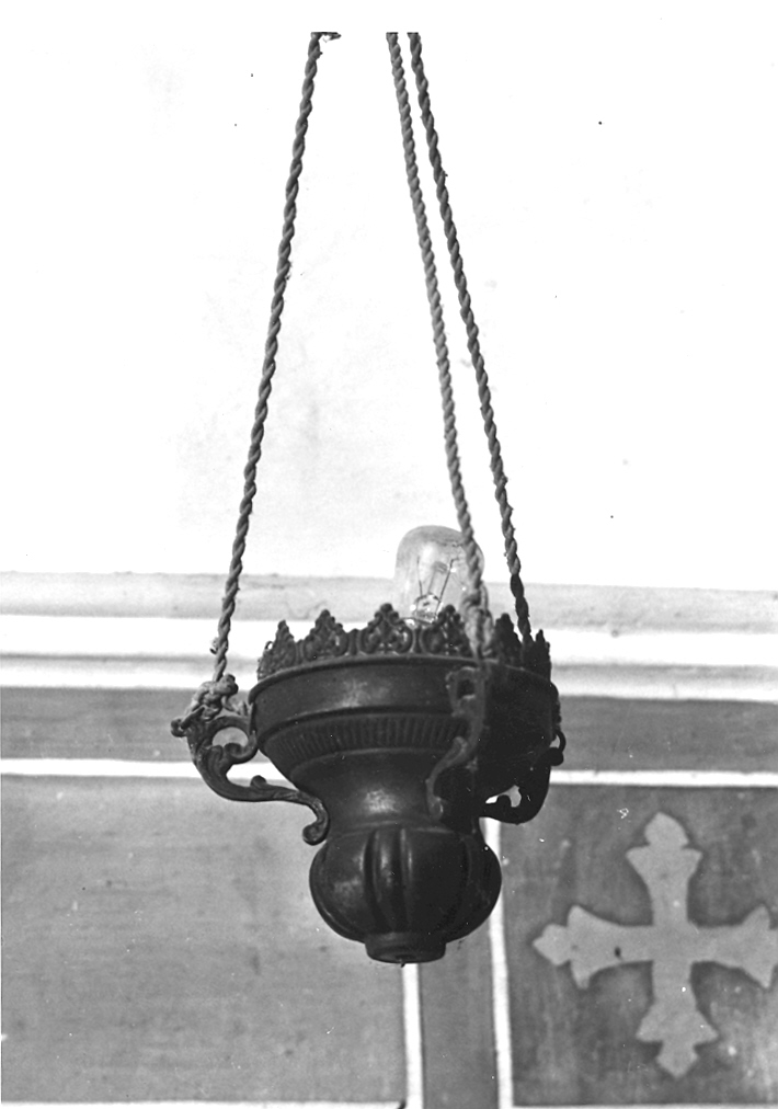 lampada pensile, coppia - produzione marchigiana (fine/inizio secc. XIX/ XX)