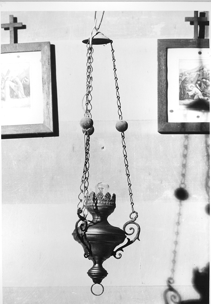 lampada pensile, coppia - produzione marchigiana (fine/inizio secc. XIX/ XX)