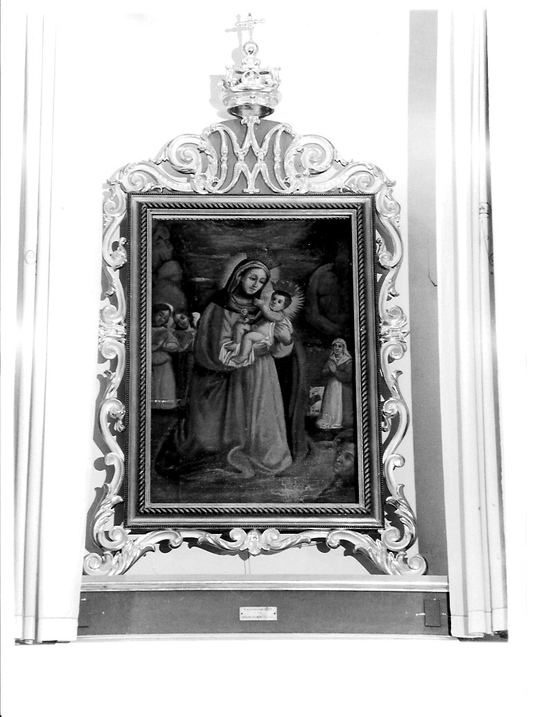 Madonna con Bambino e San Bernardino da Siena (dipinto) - ambito Italia centrale (sec. XVI)