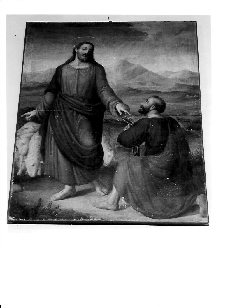 Cristo consegna le chiavi a San Pietro (dipinto) - ambito marchigiano (seconda metà sec. XIX)