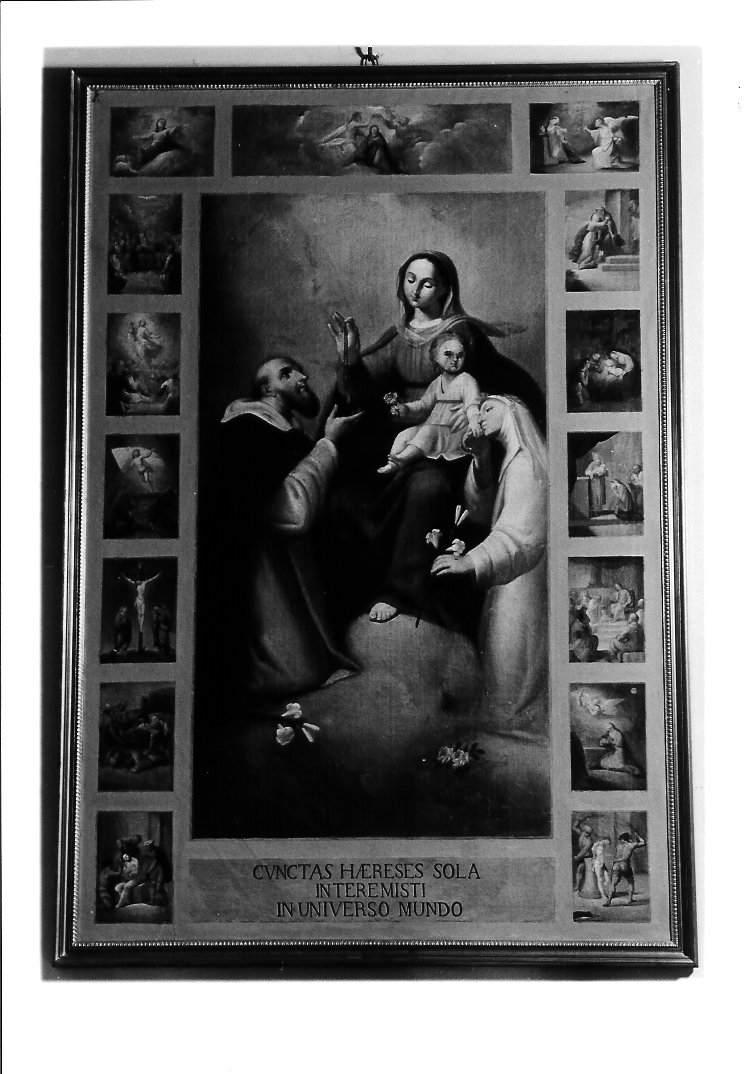 Madonna del Rosario con San Domenico, Santa Caterina da Siena e i misteri del Rosario (dipinto) - ambito emiliano, ambito romagnolo (fine/inizio secc. XVIII/ XIX)