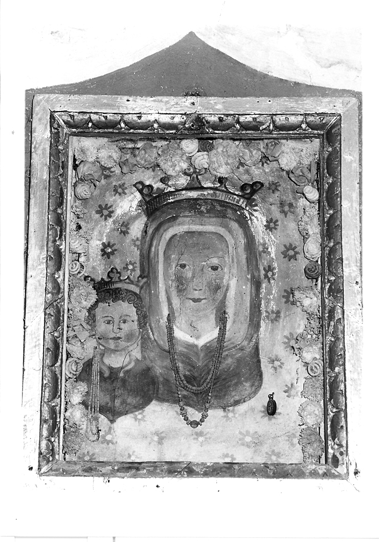 Madonna con personaggi che implorano il suo aiuto (dipinto) - ambito marchigiano (secc. XV/ XVI)