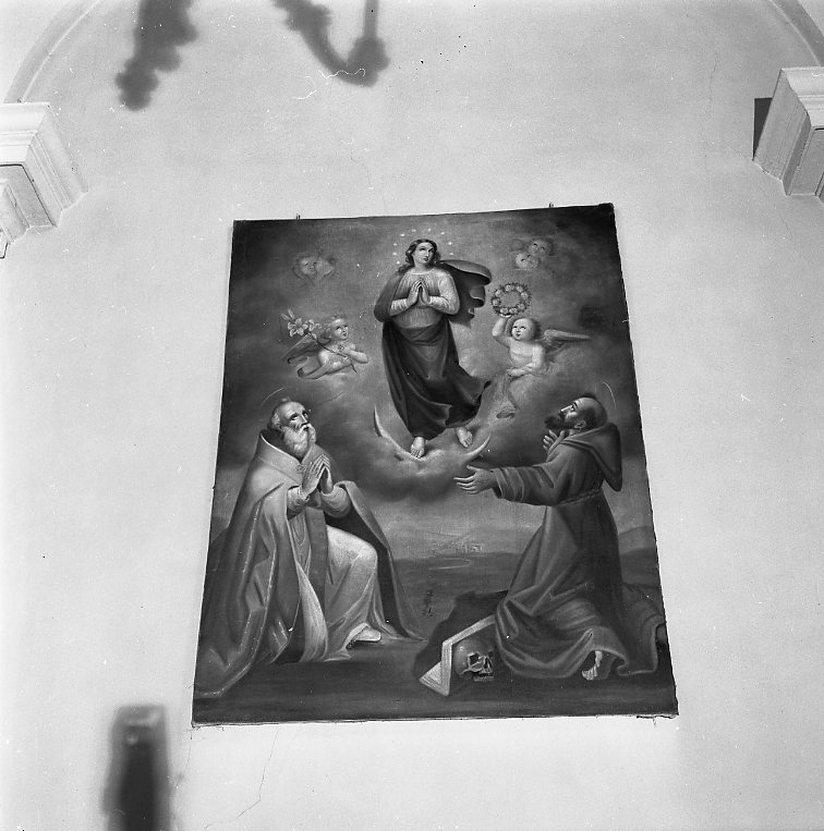 Madonna Immacolata con San Martino e San Francesco (dipinto) - ambito emiliano (sec. XIX)