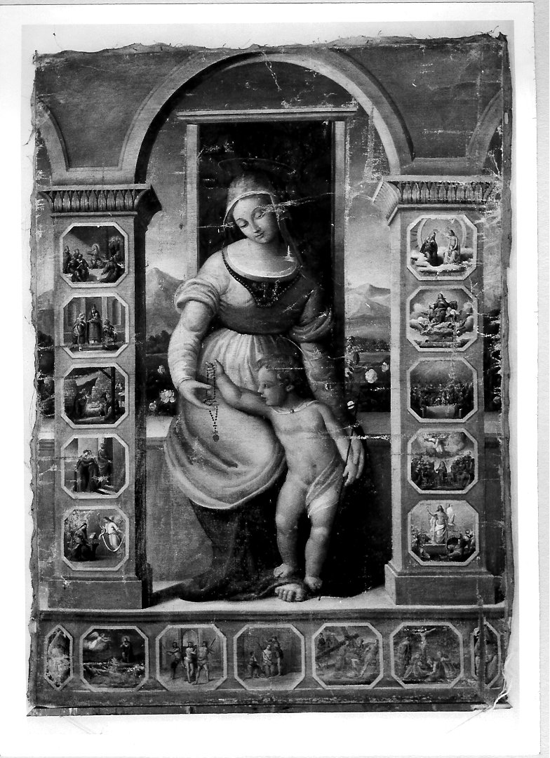 Madonna del Rosario con i misteri del rosario (dipinto) - ambito urbinate (fine/inizio secc. XVI/ XVII)