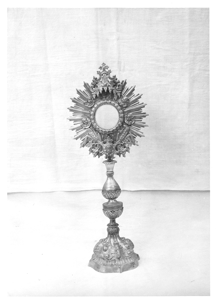 ostensorio - a raggiera - bottega italiana (metà, seconda metà sec. XVIII, sec. XIX)