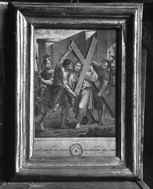stazione II: Gesù caricato della croce (stampa, elemento d'insieme) di Seghesio Felice (sec. XIX)