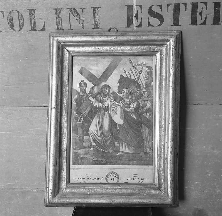 stazione VI: Gesù asciugato dalla Veronica (stampa, elemento d'insieme) di Seghesio Felice (sec. XIX)