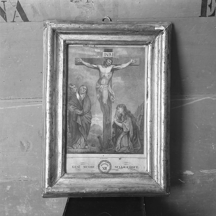 stazione XII: Gesù innalzato e morto in croce (stampa, elemento d'insieme) di Seghesio Felice (sec. XIX)