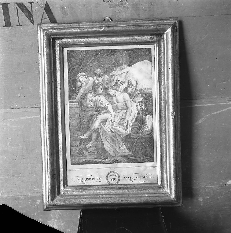 stazione XIV: Gesù deposto nel sepolcro (stampa, elemento d'insieme) di Seghesio Felice (sec. XIX)
