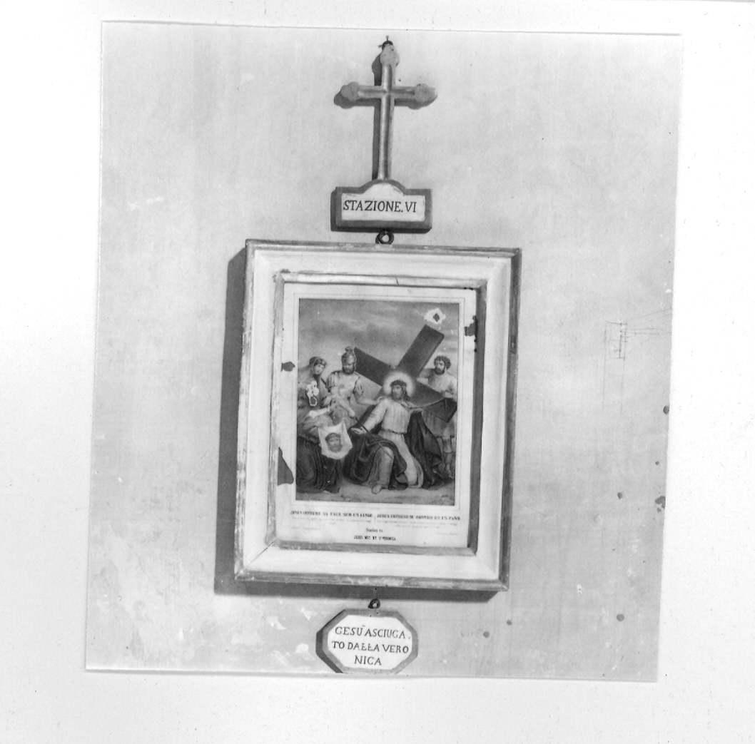 stazione VI: Gesù asciugato dalla Veronica (stampa, elemento d'insieme) - ambito Italia centrale (sec. XIX)