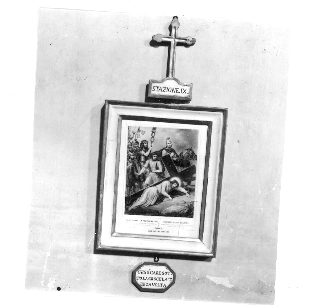 stazione IX: Gesù cade sotto la croce la terza volta (stampa, elemento d'insieme) - ambito Italia centrale (sec. XIX)