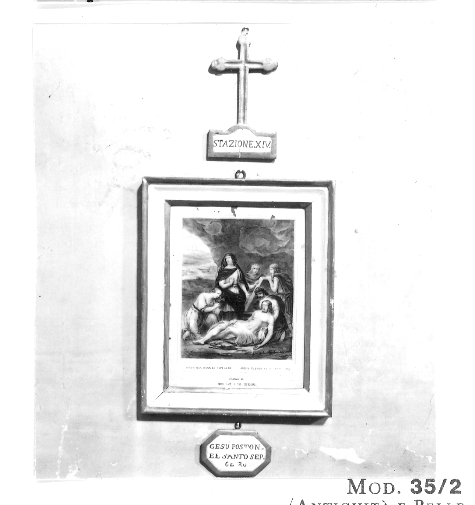 stazione XIV: Gesù deposto nel sepolcro (stampa, elemento d'insieme) - ambito Italia centrale (sec. XIX)