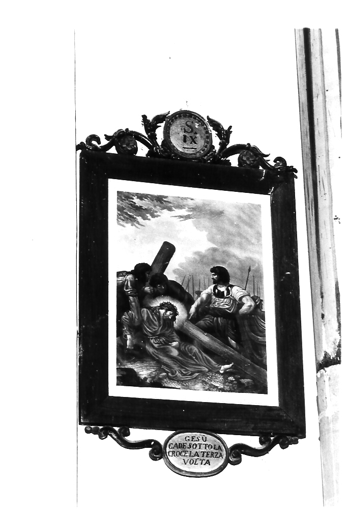 stazione IX: Gesù cade sotto la croce la terza volta (stampa, elemento d'insieme) - ambito italiano (prima metà sec. XIX)