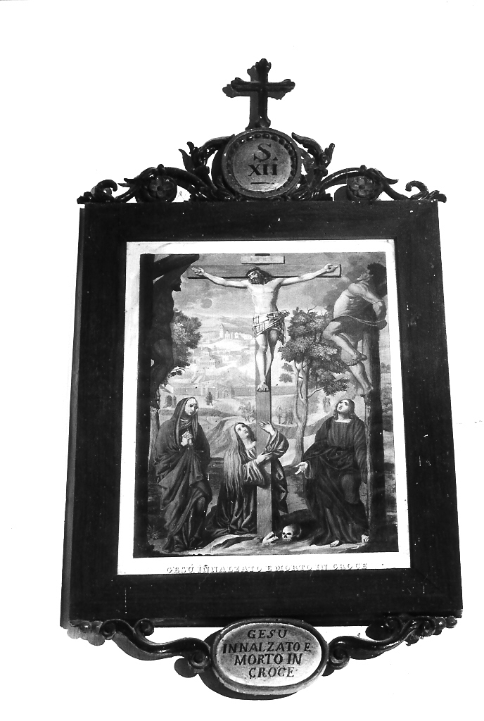 stazione XII: Gesù innalzato e morto in croce (stampa, elemento d'insieme) di Nardelli Antonio, Rizzardini Cecilio (prima metà sec. XIX)