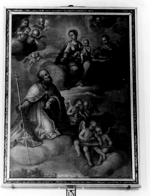 Madonna con Bambin o tra angeli, Santa Cecilia e San Lucifero, Madonna con Bambino e Santi (dipinto) di Scaleta Sebastiano (sec. XVIII)