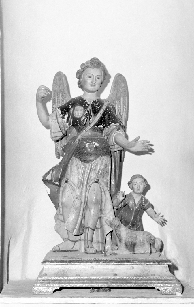 Tobia e San Raffaele arcangelo (gruppo scultoreo) di Lonis Giuseppe Antonio (bottega) (sec. XVIII)