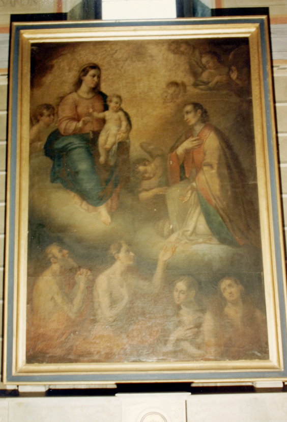 Madonna del Carmelo intercede per le anime del purgatorio (dipinto) di Marghinotti Giovanni (attribuito) (metà sec. XIX)