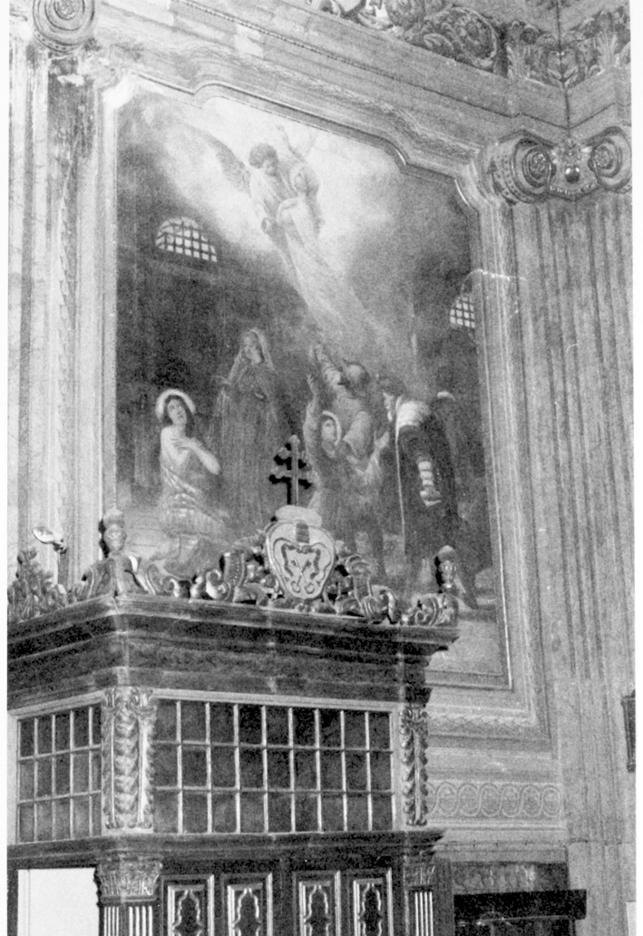 Deposizione di Cristo dalla croce (a destra); Martirio di due sante (a sinistra); San Paolo predica ad Efeso (volta) (dipinto, ciclo) di Gambini Rodolfo (sec. XX)