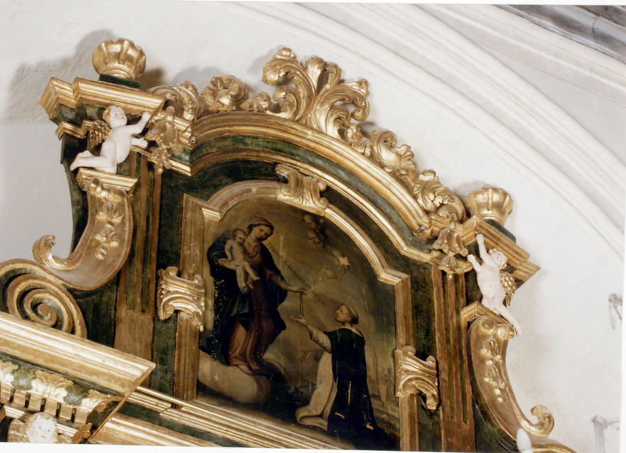 Madonna con Bambino che consegna il rosario a San Domenico (dipinto) di Scaleta Sebastiano (attribuito) (prima metà sec. XVIII)