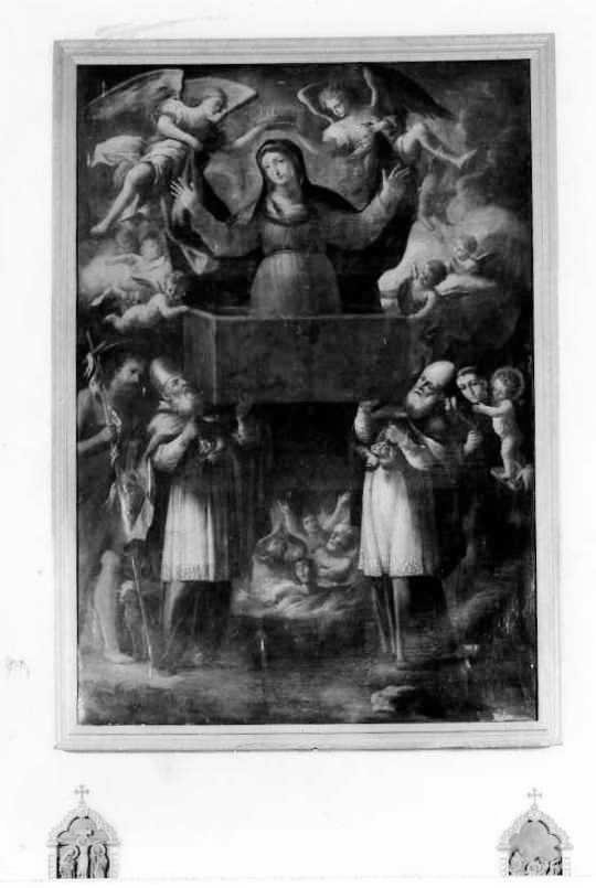 Madonna d'Itria fra i Santi Giovanni Battista e Antonio da Padova, Madonna con altri personaggi (dipinto) - ambito italiano (seconda metà sec. XVII)