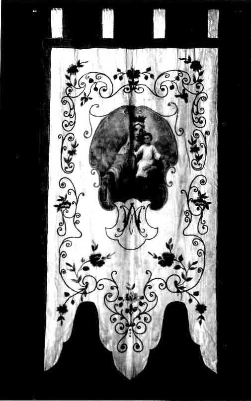 Madonna del Carmelo (stendardo processionale) - manifattura italiana (fine/inizio secc. XIX/ XX)