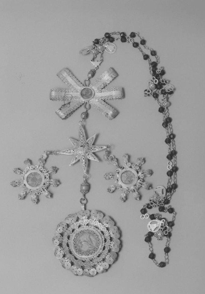 corona del rosario - bottega sarda (fine/inizio secc. XVIII/ XIX)