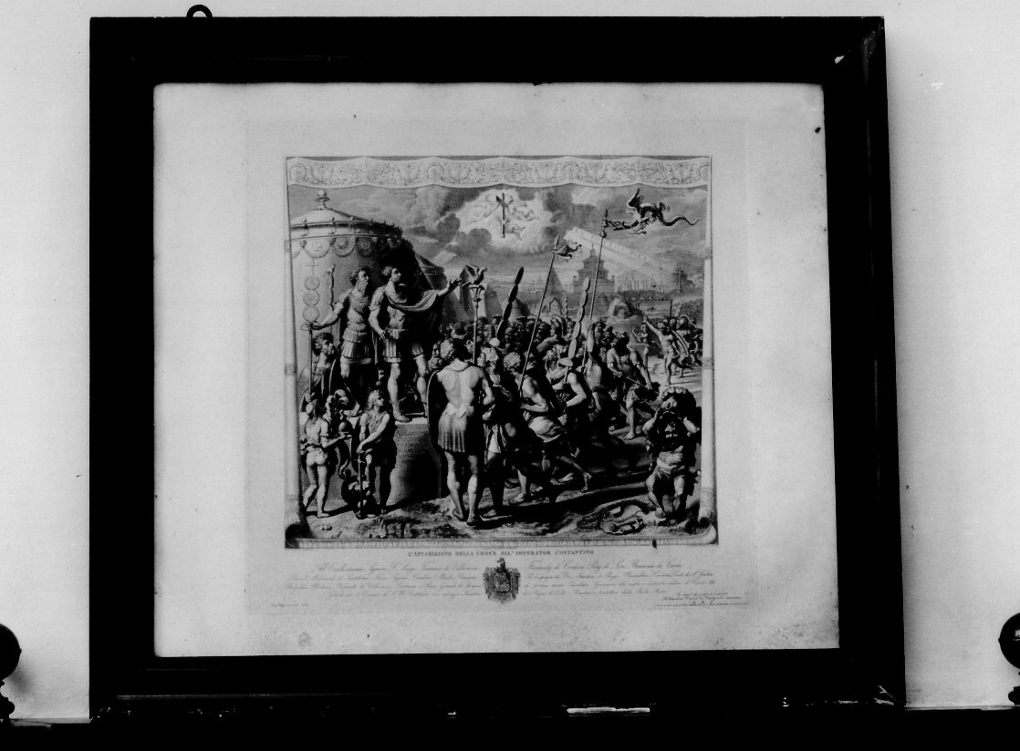 apparizione della croce a Costantino durante la battaglia di ponte Milvio (stampa) di Severati Filippo, Ferretti Giuseppe (sec. XIX)