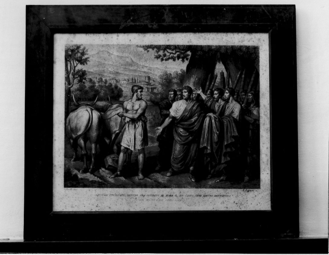 Cincinnato lascia l'aratro per divenire dittatore di Roma (stampa) di Zaffonato Angelo, Pinelli Bartolomeo (sec. XIX)