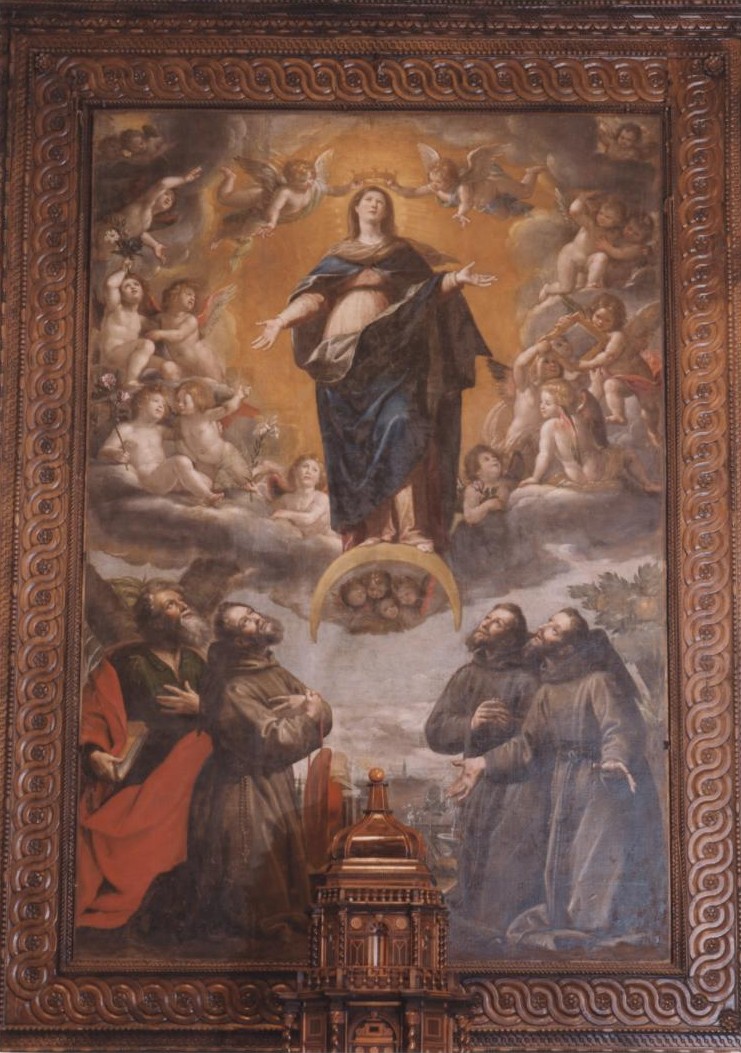 Immacolata Concezione e santi (dipinto) di Carlone Giovanni detto Genovese (attribuito) (sec. XVII)