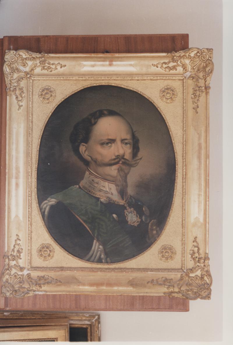 Ritratto di Vittorio Emanuele II di Savoia re di Sardegna e d'Italia, ritratto d'uomo (dipinto) di Marghinotti Giovanni (sec. XIX)