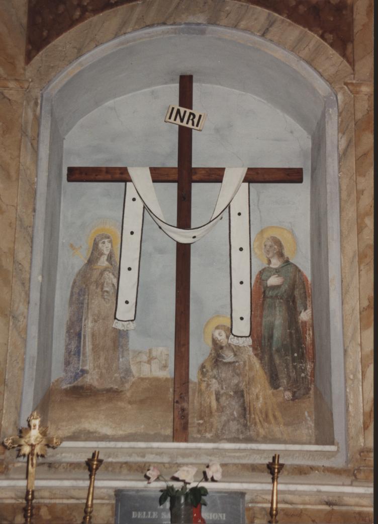 Croce con Madonna, Santa Maria Maddalena, San Giovanni evangelista (dipinto) - bottega sarda (sec. XIX)