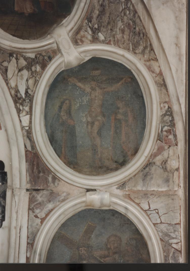crocifissione di Cristo con la Madonna e santi (dipinto, elemento d'insieme) - ambito sardo (sec. XVII)