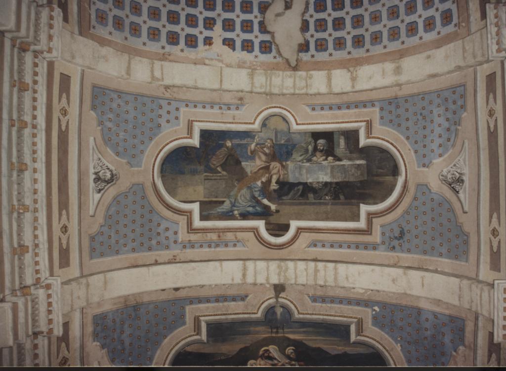 Santa Maria Maddalena unge i piedi di Cristo (dipinto) di Contini Carlo (sec. XX)