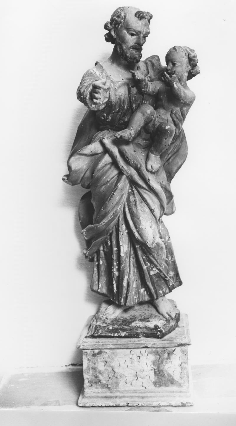 San Giuseppe e Gesù Bambino (scultura) di Lonis Giuseppe Antonio (bottega) (sec. XVIII)