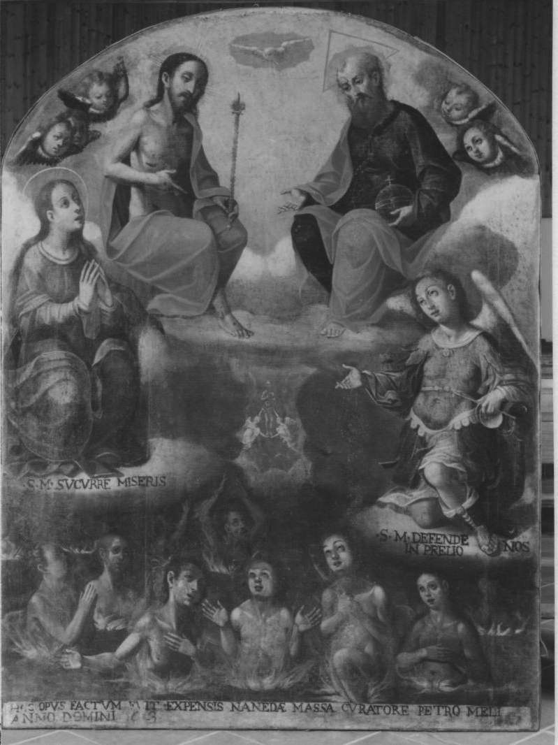 Madonna che intercede per le anime del purgatorio presso la Trinità (pala d'altare) di Adato Giulio (sec. XVII)