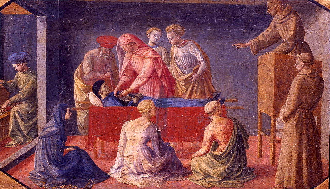 Sant'Antonio e il miracolo del cuore dell'avaro (scomparto di predella) di Francesco di Stefano detto Pesellino - ambito fiorentino (sec. XV)