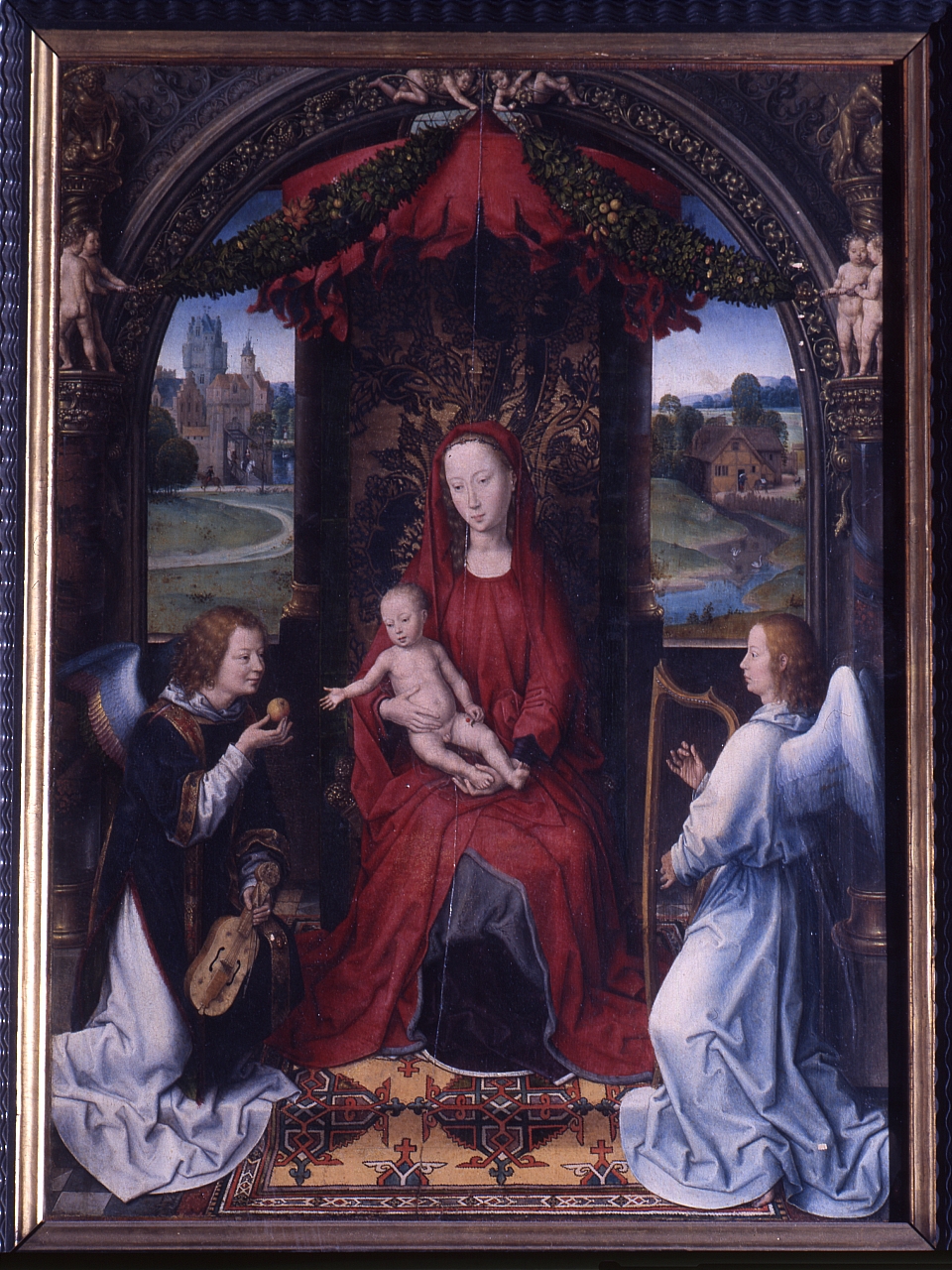 Madonna con Bambino, angeli (dipinto) di Memling Hans (sec. XV)