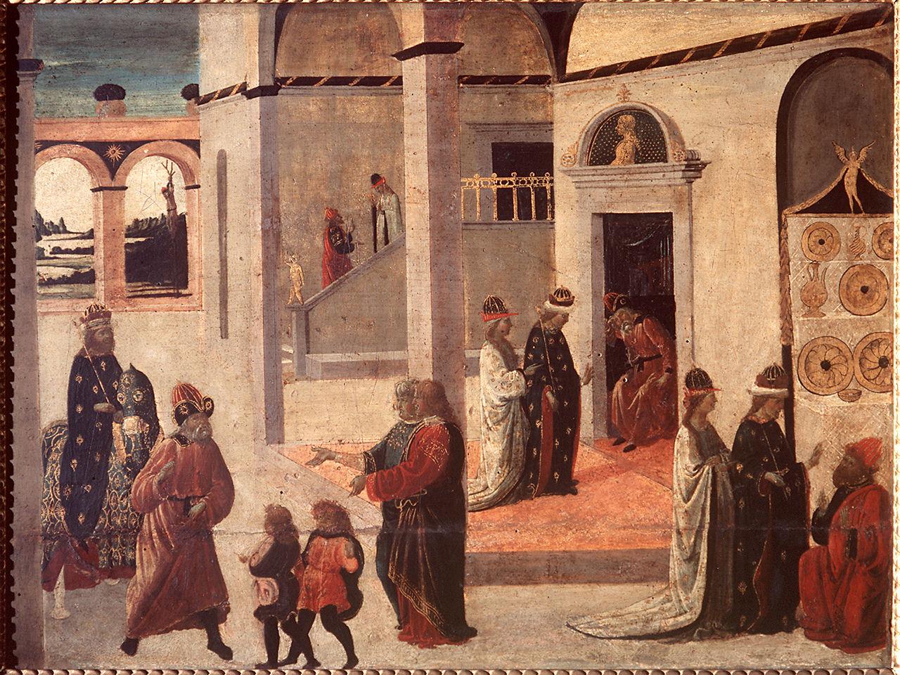 trionfo di Mardocheo (formella di cassone) di Jacopo del Sellaio (sec. XV)