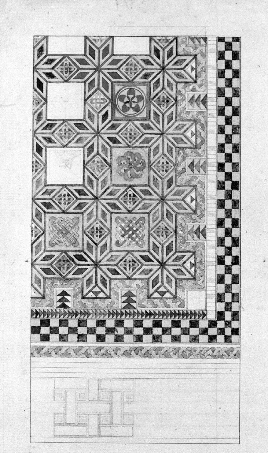 motivi decorativi geometrici (disegno) - ambito Italia settentrionale (seconda metà sec. XIX)