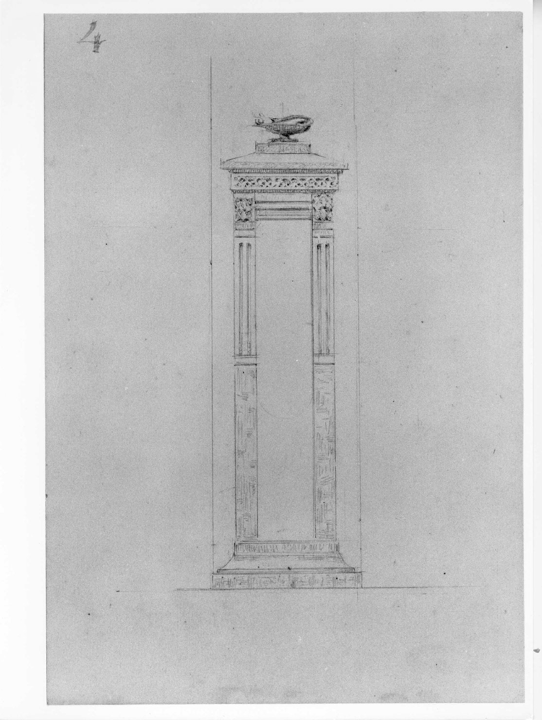 pilastro (disegno) di Cristani Romeo (ultimo quarto sec. XIX)