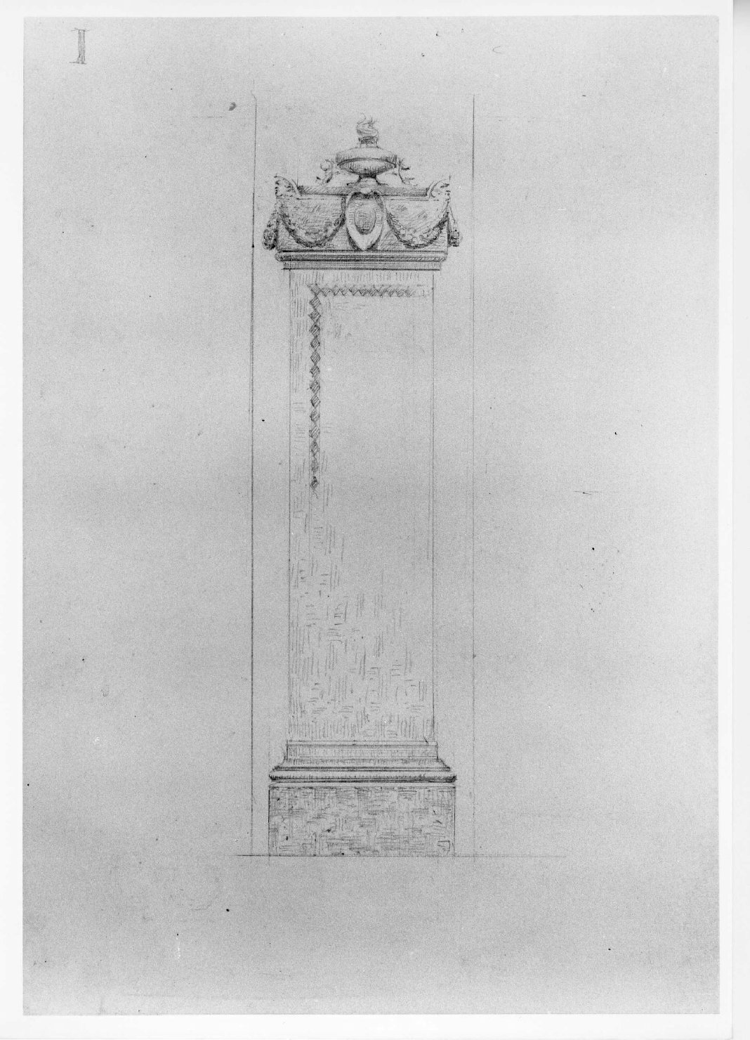 pilastro (disegno) di Cristani Romeo (ultimo quarto sec. XIX)