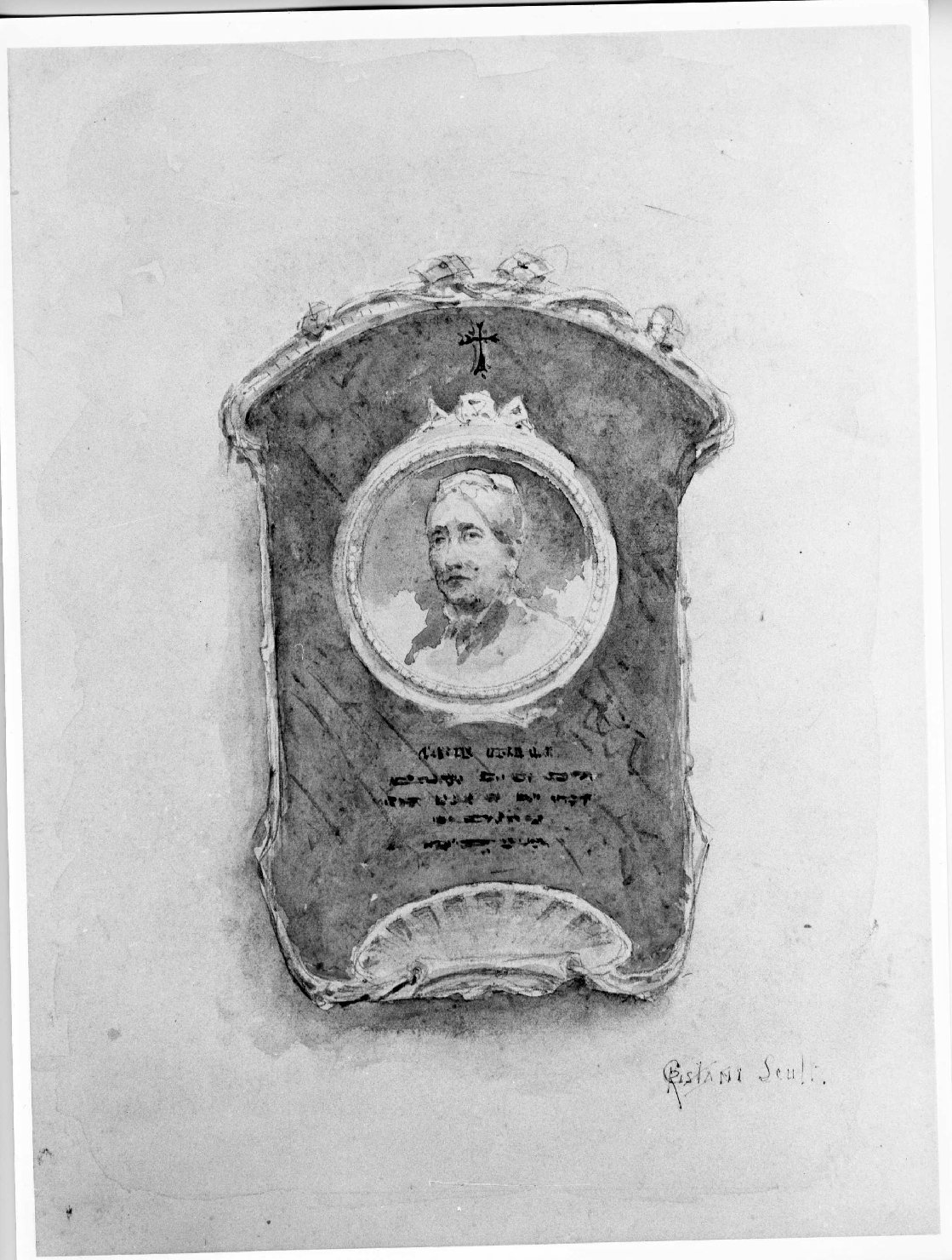monumento funerario (disegno) di Cristani Romeo (ultimo quarto sec. XIX)