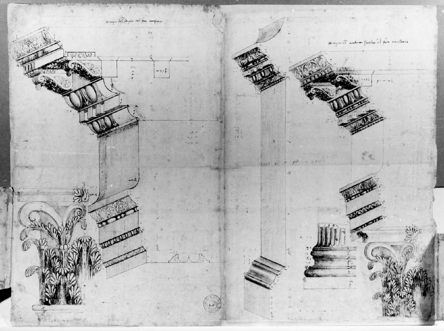 elementi architettonici (disegno) di Palladio Andrea (sec. XVI)