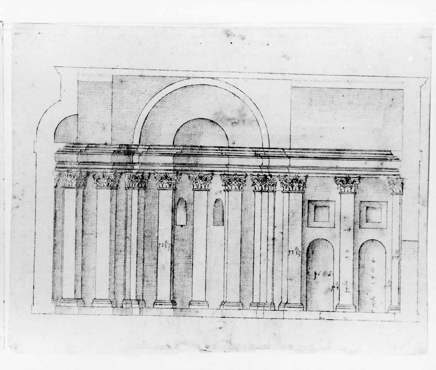 sezione di edificio (disegno) di Palladio Andrea (sec. XVI)